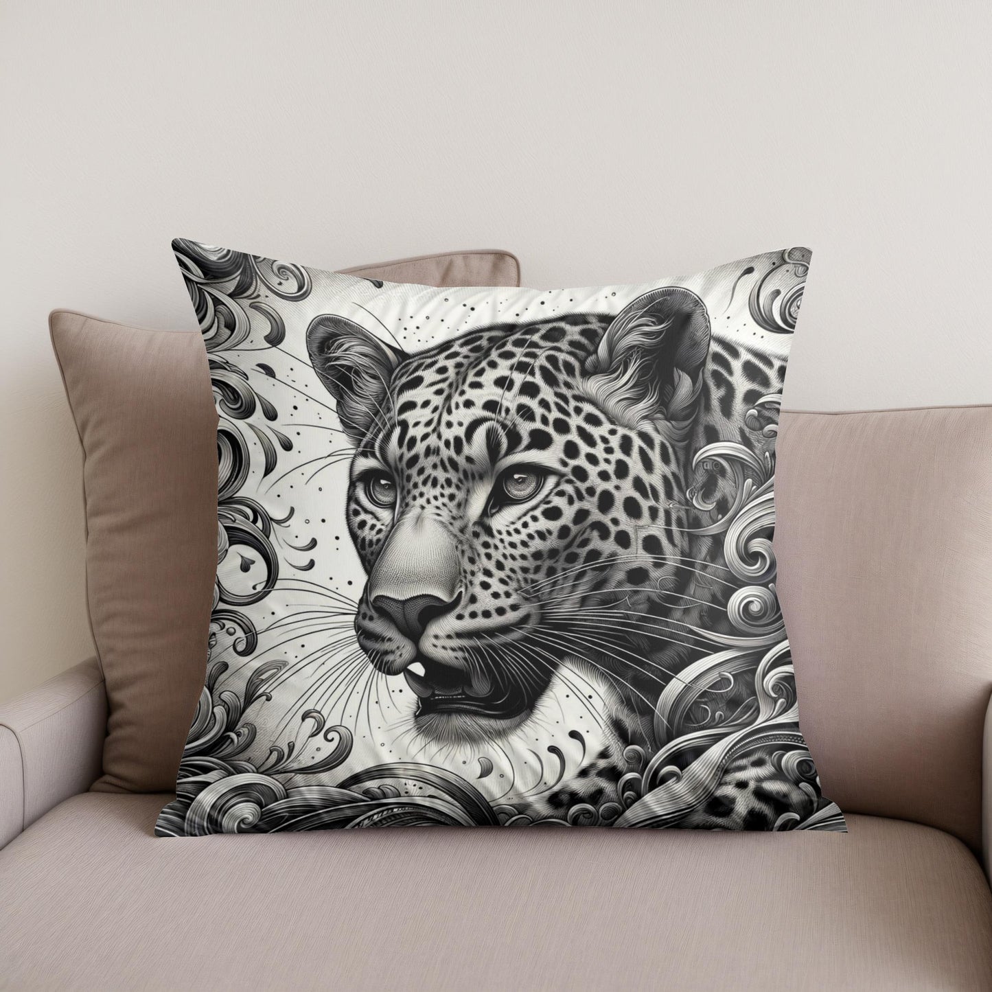 Leopard's Graceful Essence Cotton Cushion