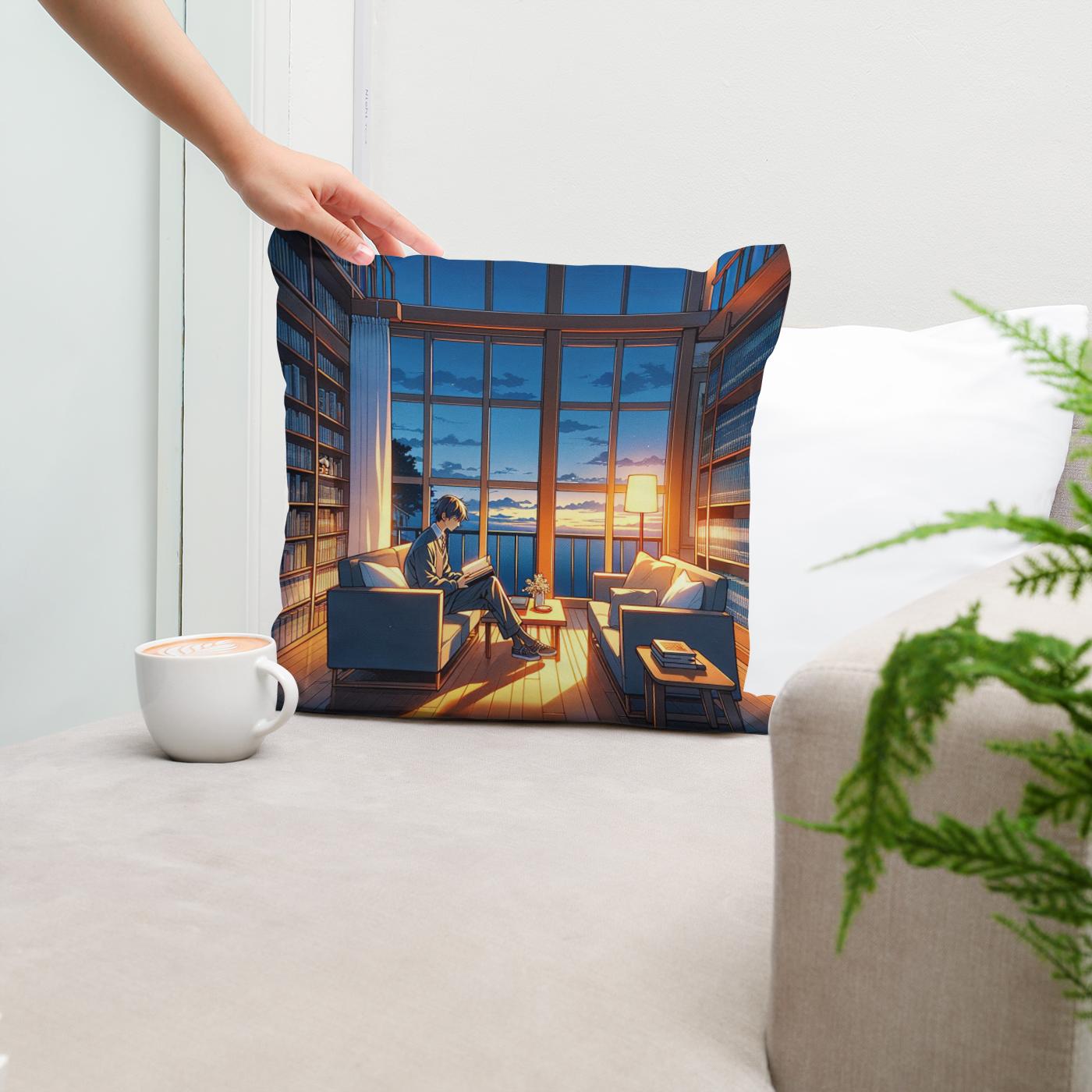 Twilight Library Calm Cotton Cushion