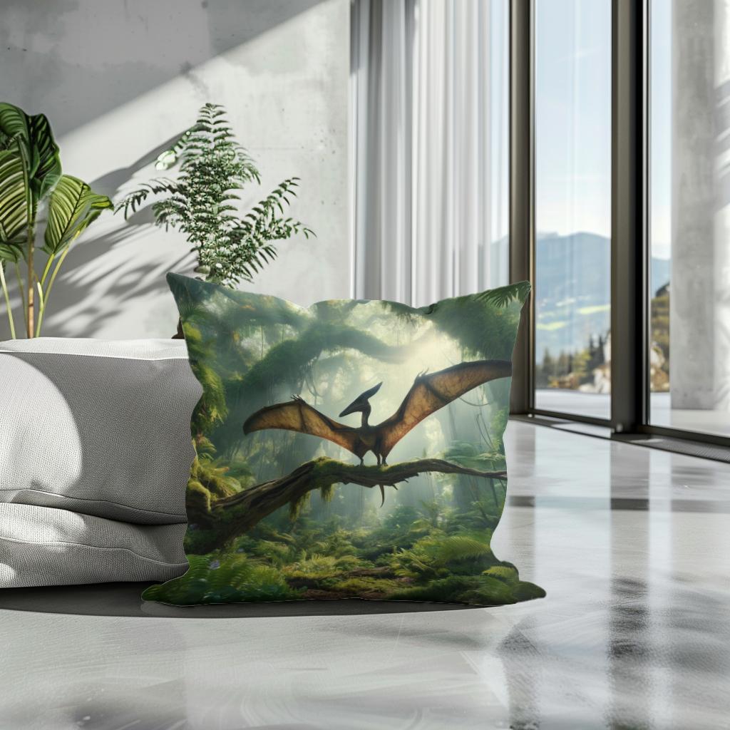 Forest Perch Pterodactyl Cotton Cushion