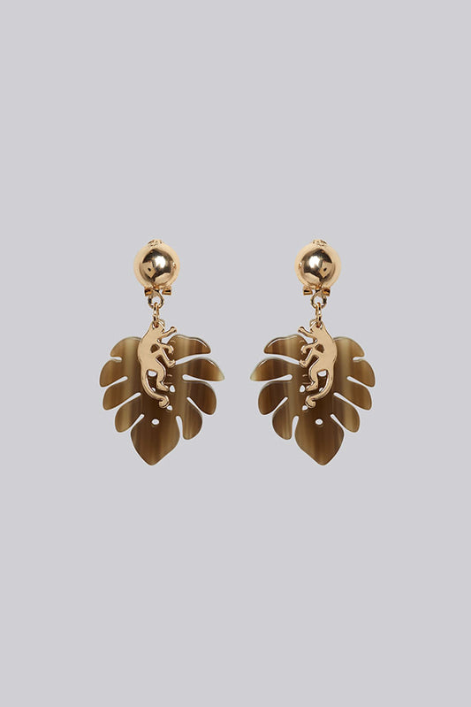 Louche Monkey Leaf Pendant Earring
