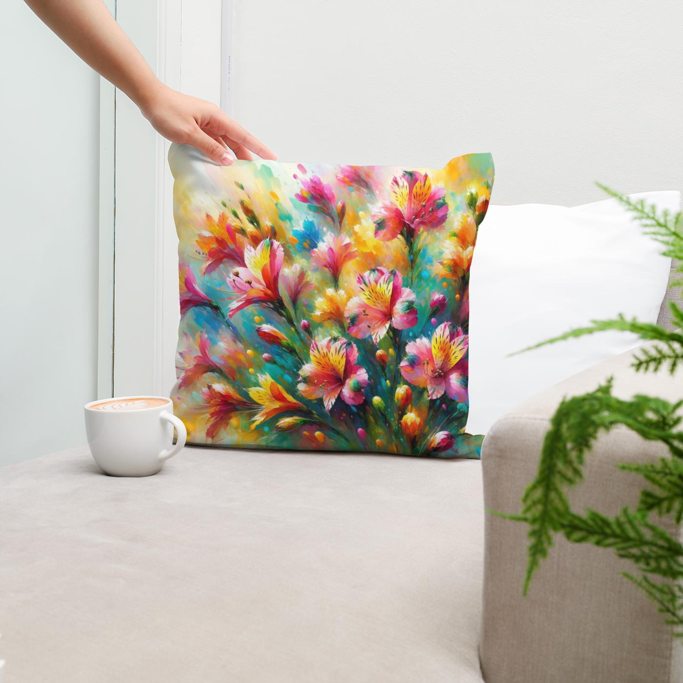 Alstroemeria's Dance Cotton Cushion