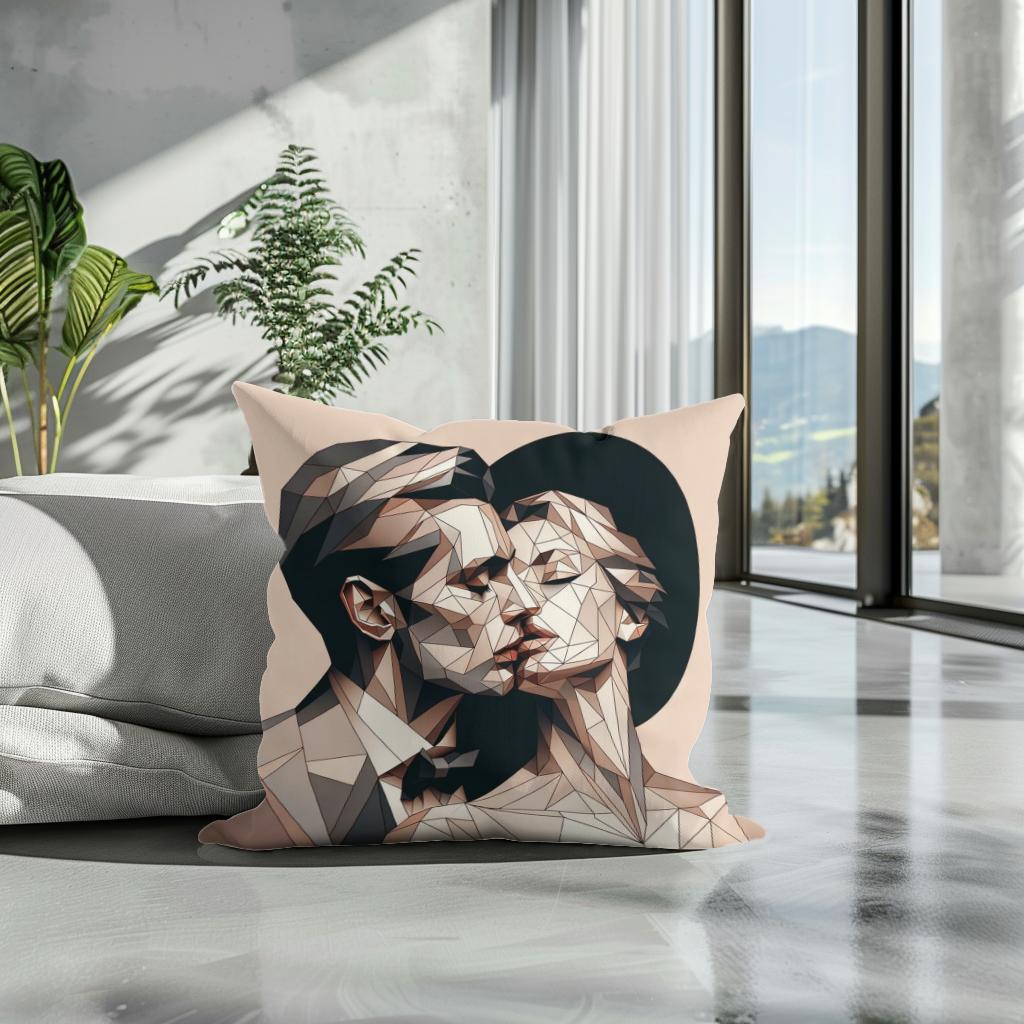 Whisper of Geometric Love Cotton Cushion