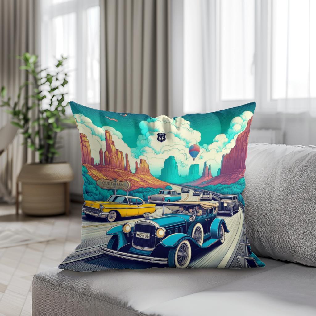 Retro Road Trip Cotton Cushion