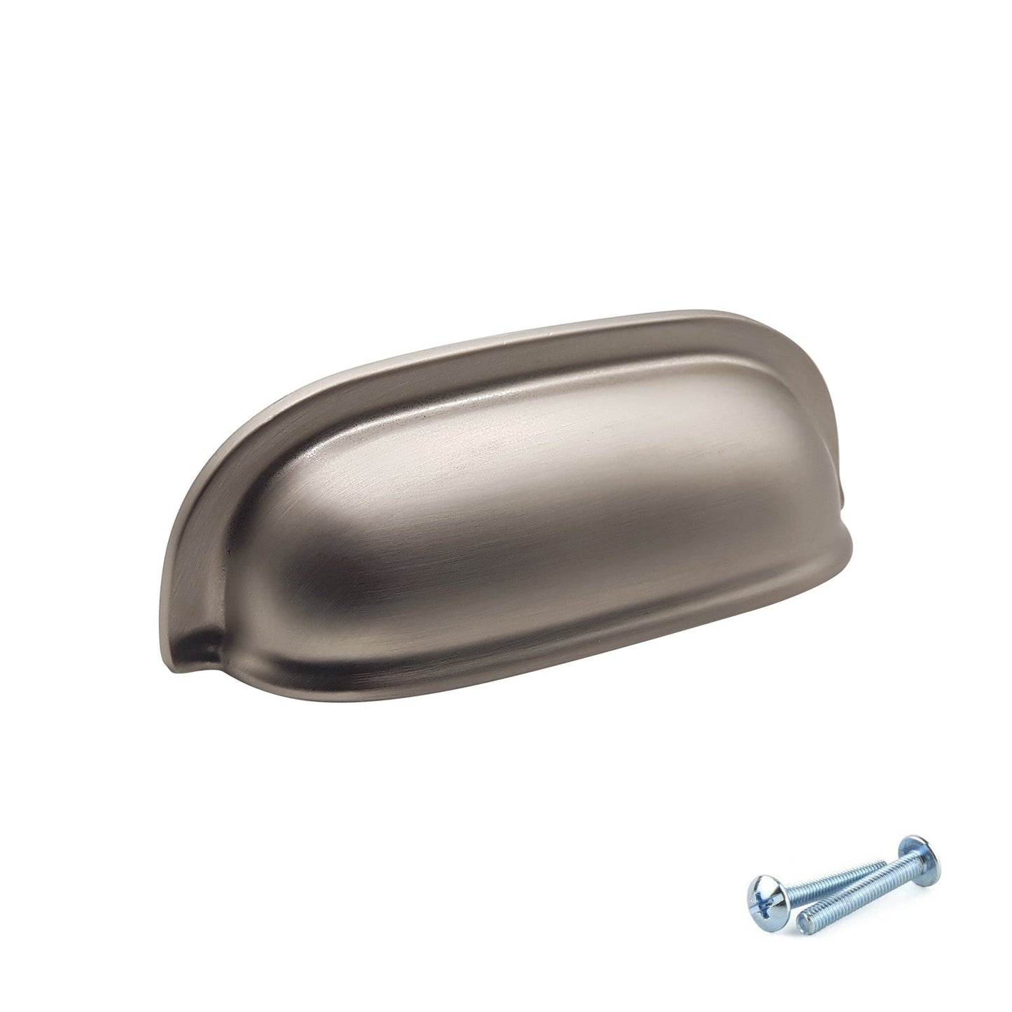 M4TEC 77mm Brushed Nickel Cup Handle - Modern Zinc Kitchen Cabinet & Drawer Pull (VG6 Series)