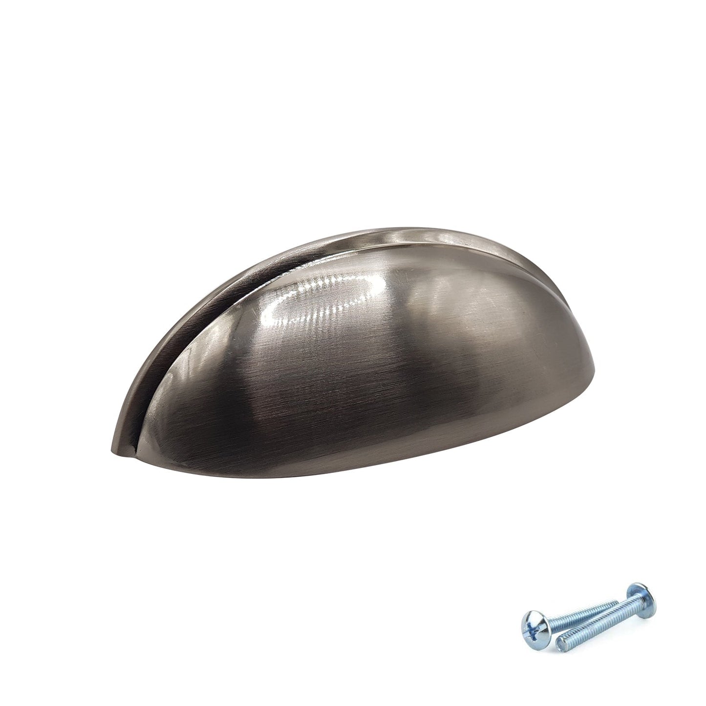 M4TEC 77mm Brushed Nickel Cup Handle - Modern Zinc Kitchen Cabinet & Drawer Pull (VG6 Series)