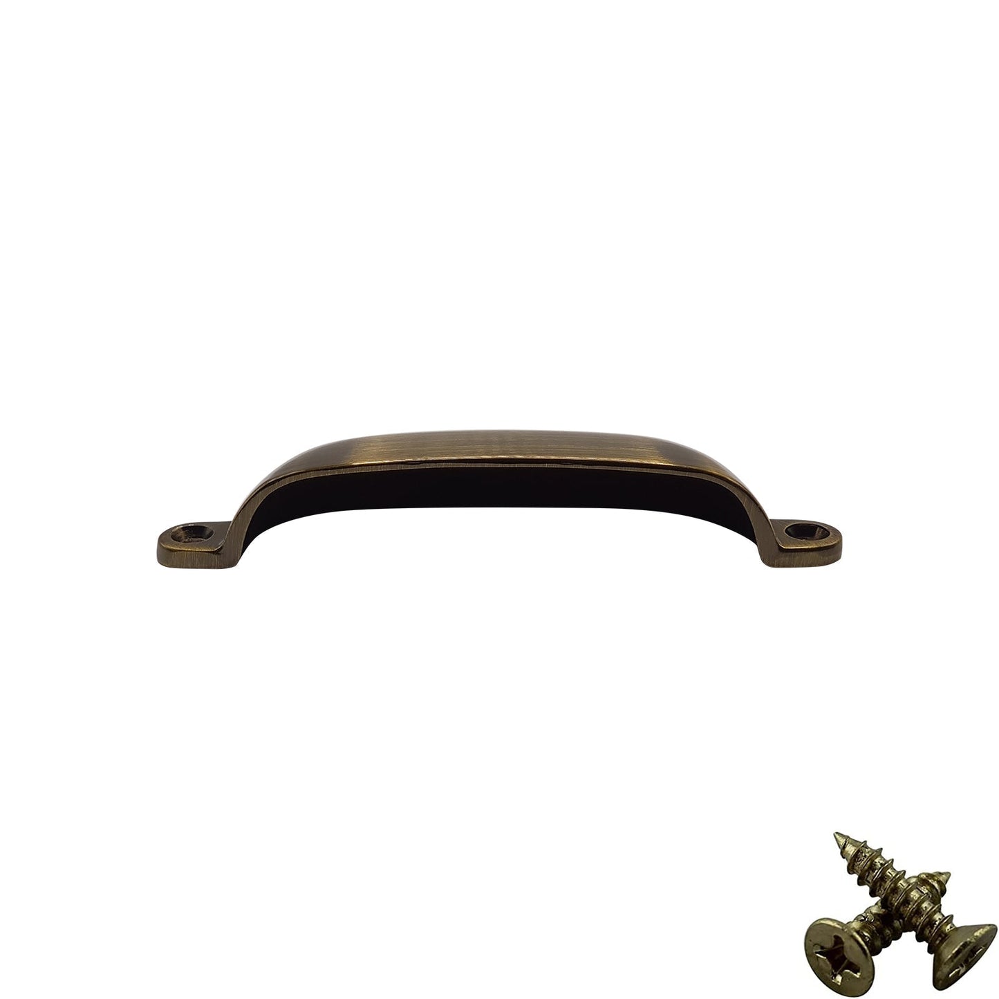 M4TEC 96mm Antique Brass Cup Handle - Kitchen Cabinet & Drawer Pull (VG4 Series)