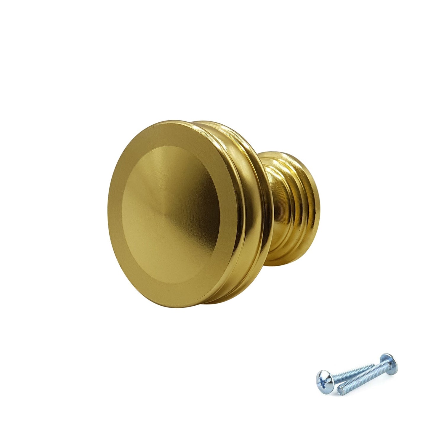 M4TEC Brushed Brass Flat Disc Knob Handle – VG7 Series (30mm Cabinet, Drawer & Cupboard Knob)