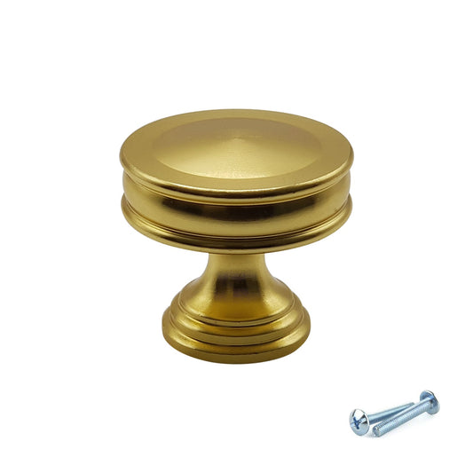 M4TEC Brushed Brass Flat Disc Knob Handle – VG7 Series (30mm Cabinet, Drawer & Cupboard Knob)