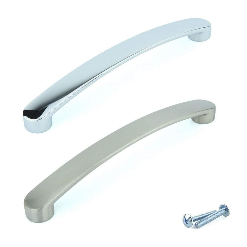 M4TEC Bute M6 Bow Cupboard Door Handle – Polished Chrome & Stainless Steel Cabinet Handle (160mm Centres)