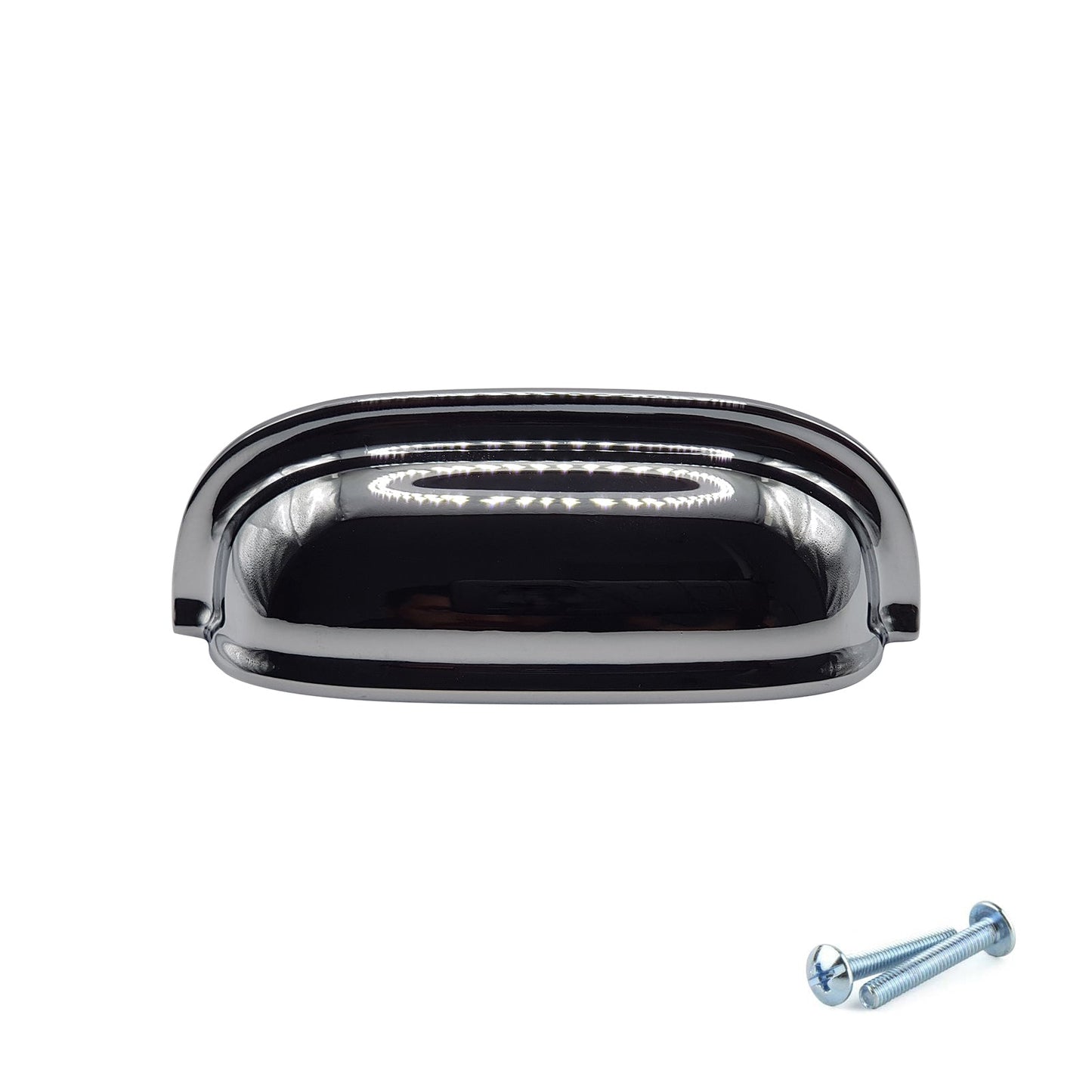 M4TEC 64mm Polished Chrome Cup Handle - High Shine Zinc Kitchen Cabinet & Drawer Pull (VG5 Series)