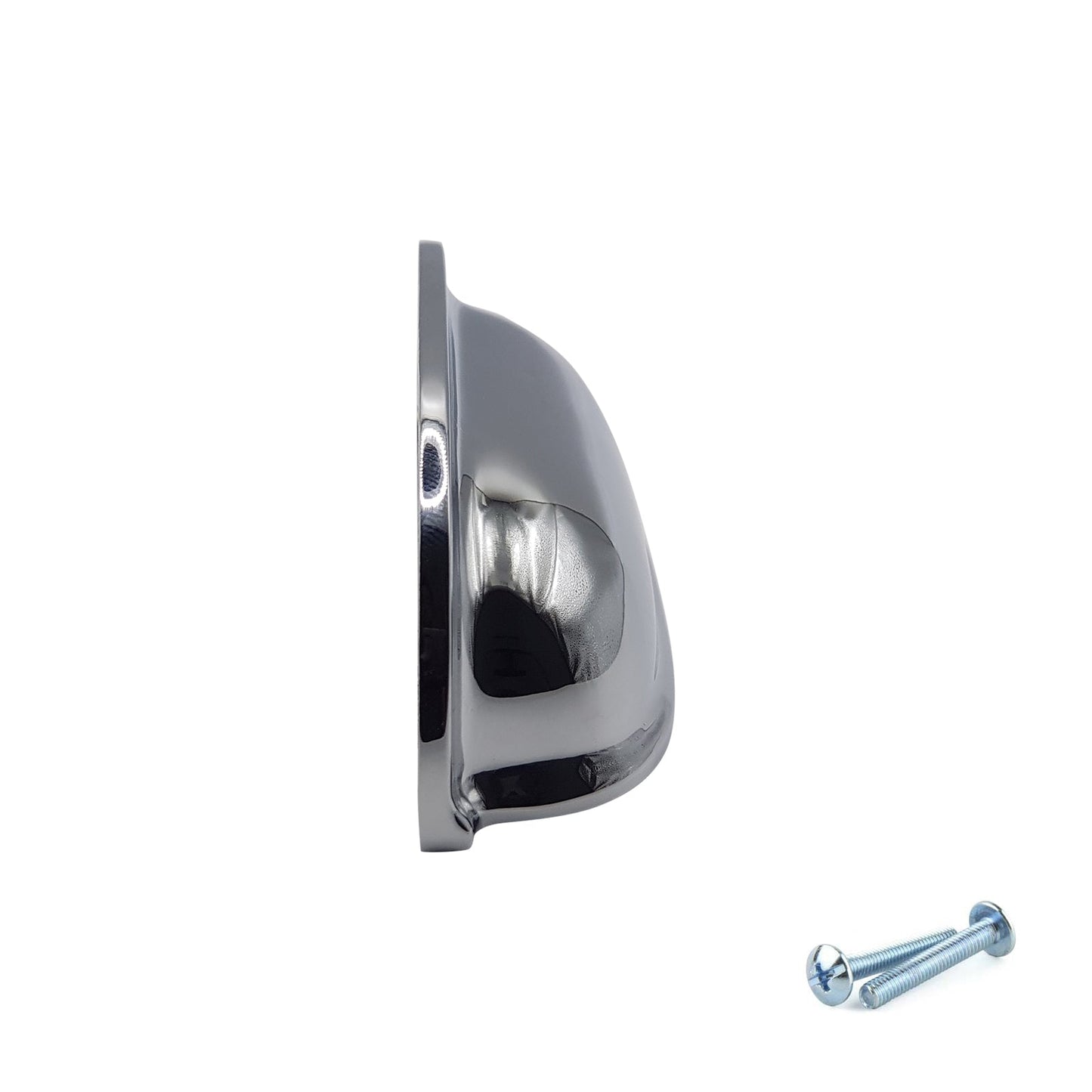 M4TEC 64mm Polished Chrome Cup Handle - High Shine Zinc Kitchen Cabinet & Drawer Pull (VG5 Series)