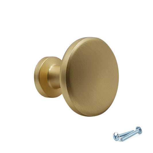 M4TEC Brushed Brass Cabinet Knob – 28mm Drawer & Cupboard Door Handle VF8 Series