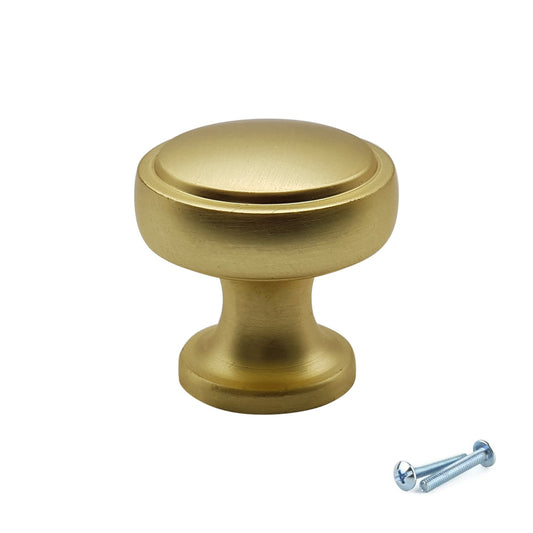 M4TEC Brushed Brass Flat Disc Knob Handle – VG7 Series (28mm Cabinet, Drawer & Cupboard Knob)