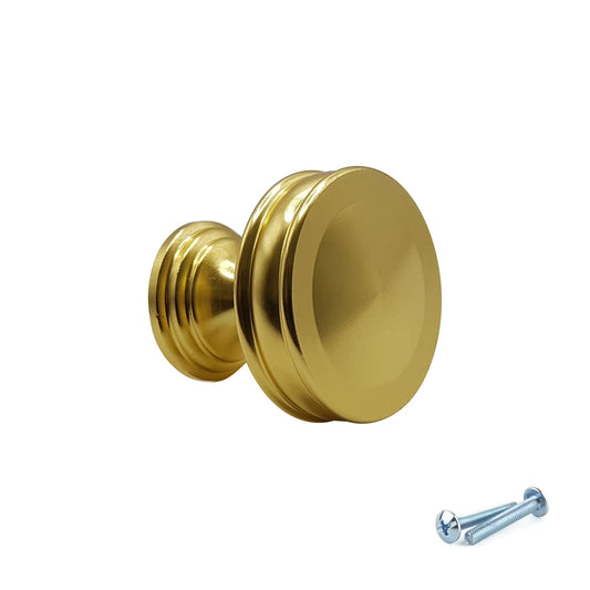 M4TEC Brushed Brass Flat Disc Knob Handle – VG7 Series (30mm Cabinet, Drawer & Cupboard Knob)