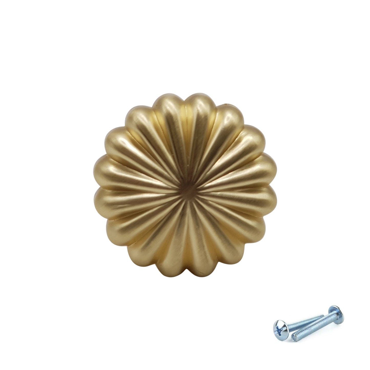 M4TEC Brushed Brass Fluted Knob Handle – VH3 Series (30mm Cabinet, Drawer & Cupboard Knob)