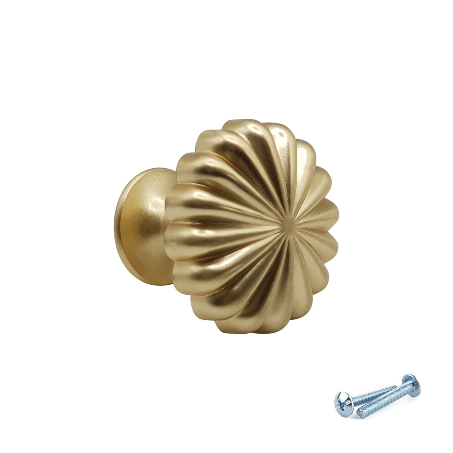 M4TEC Brushed Brass Fluted Knob Handle – VH3 Series (30mm Cabinet, Drawer & Cupboard Knob)