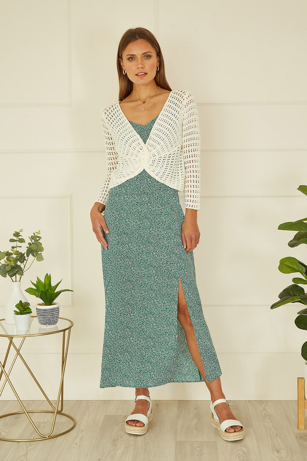 Yumi Ivory Cotton Crochet Twisted Bolero Top