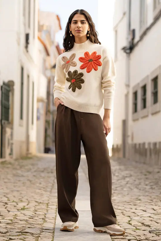 Yumi Brown Wide Leg Trousers