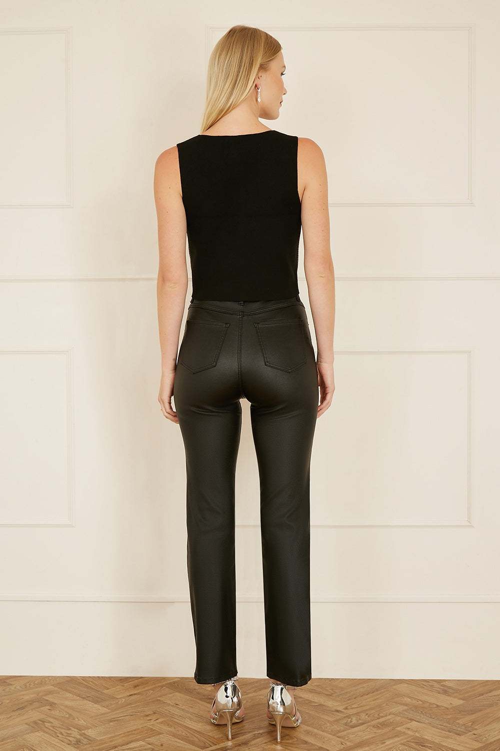 Yumi Black Sequin Waistcoat With Knitted Back