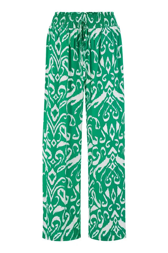 Yumi Green Ikat Print Relaxed Fit Trousers
