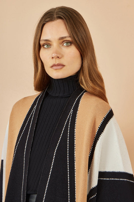 Yumi Brown Colour Block Cape