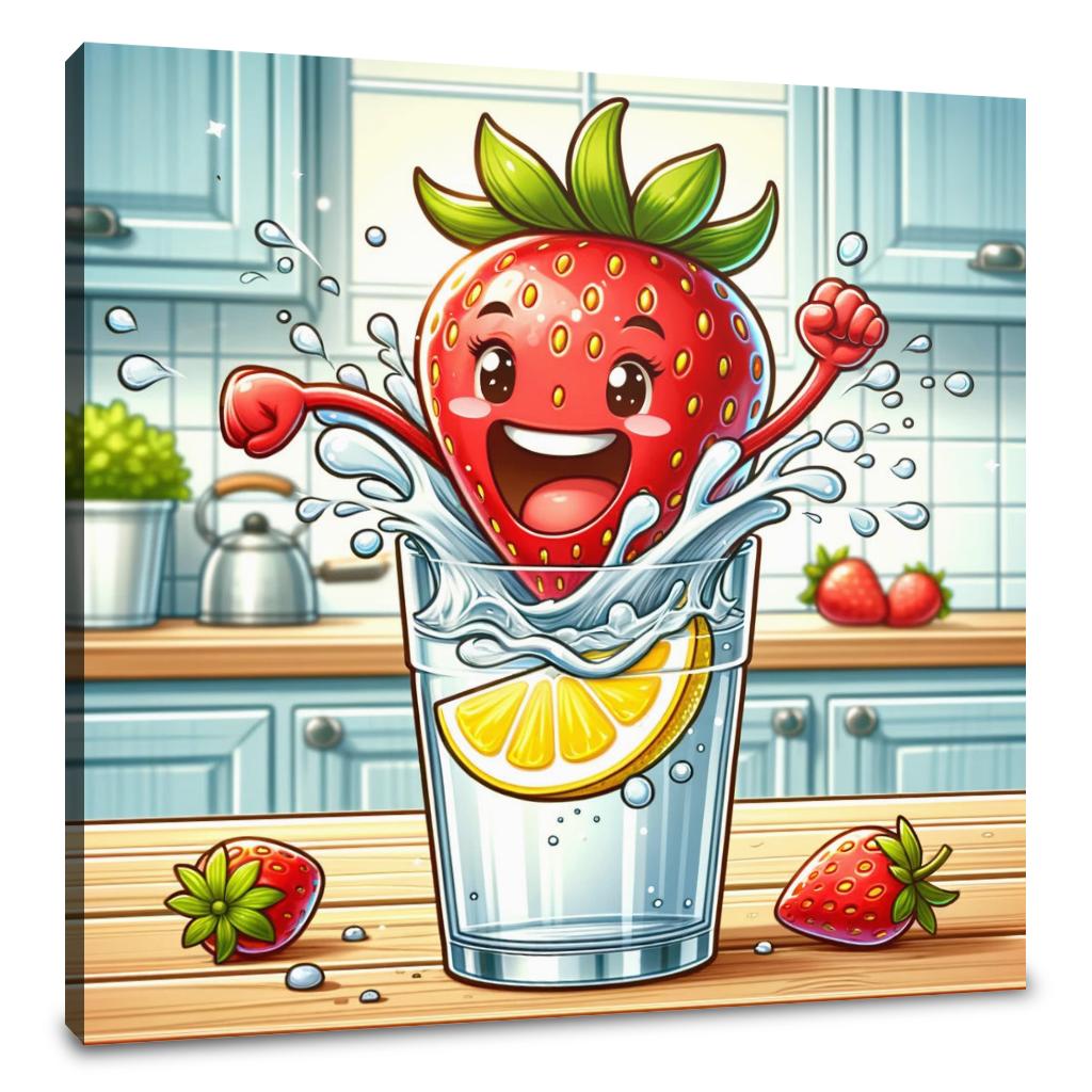 Joyful Strawberry Dive Canvas