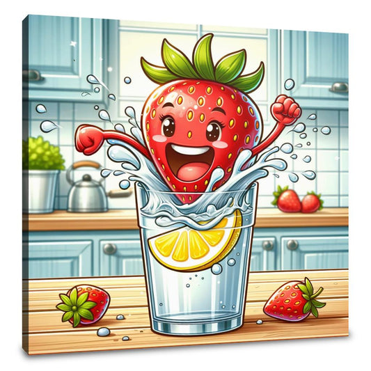 Joyful Strawberry Dive Canvas