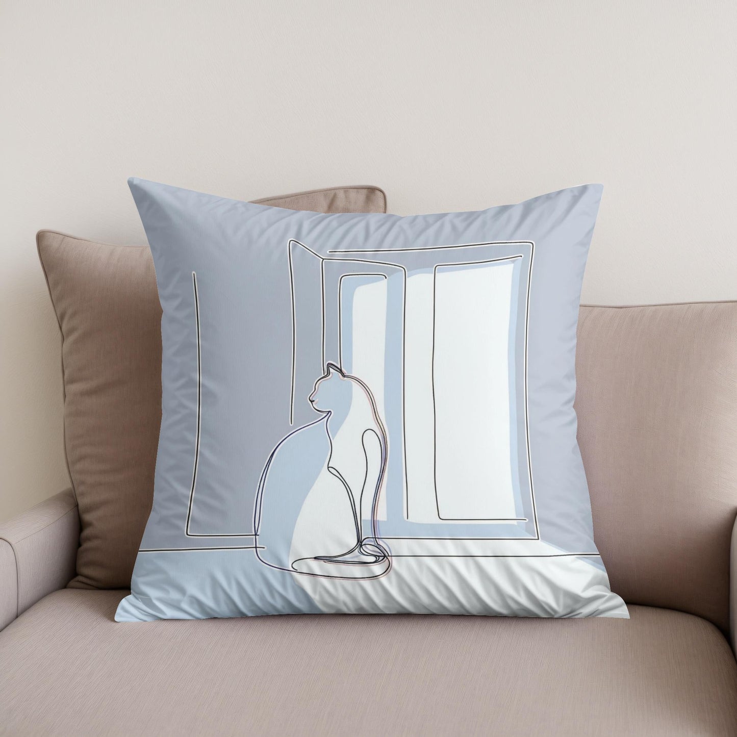 Sunlit Feline Grace Cotton Cushion