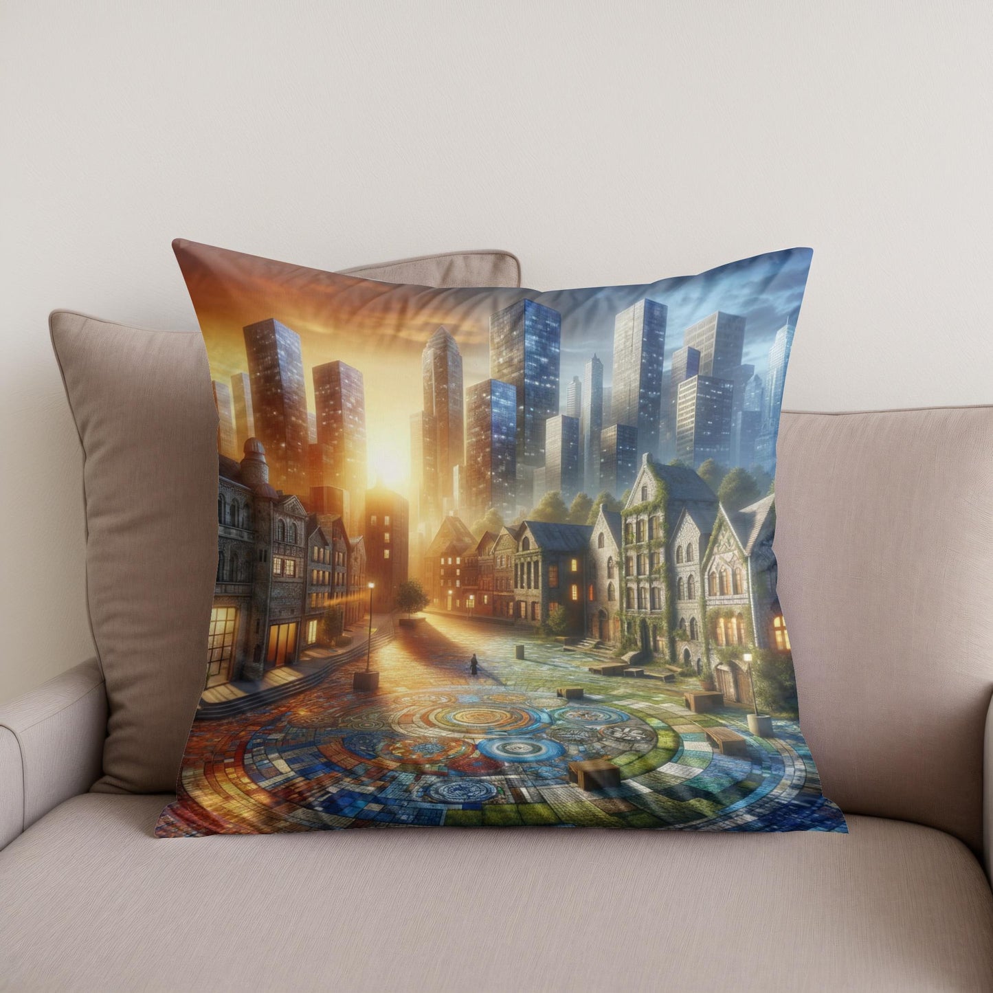 Time Mosaic Square Cotton Cushion
