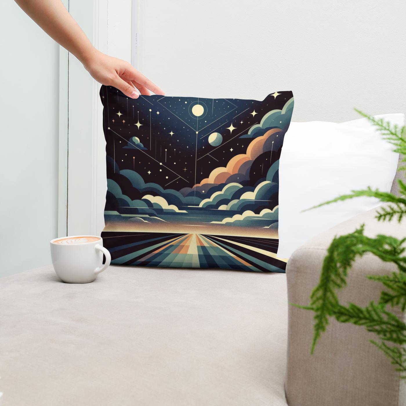 Celestial Harmony: Geometric Night Cotton Cushion