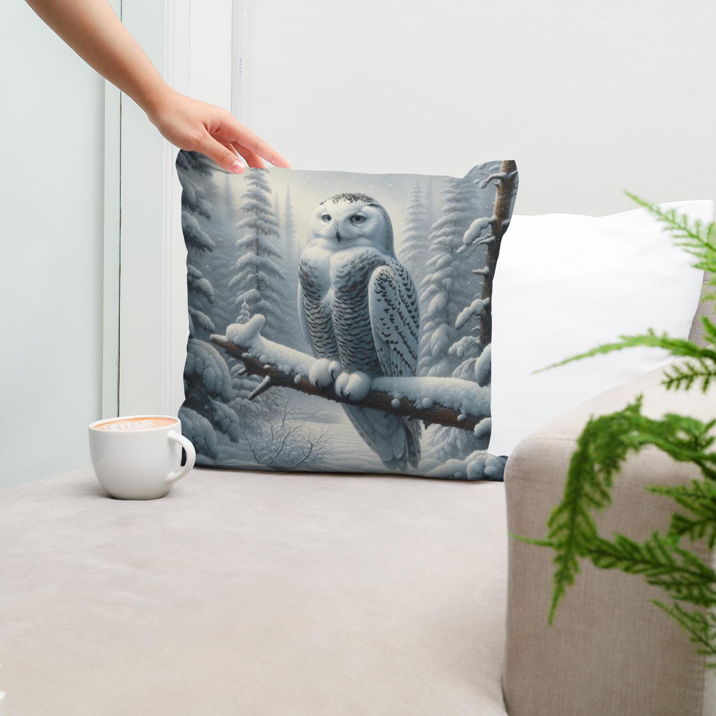 Winter Owl Solitude Cotton Cushion