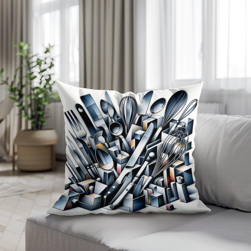 Cubist Kitchen Symphony Cotton Cushion