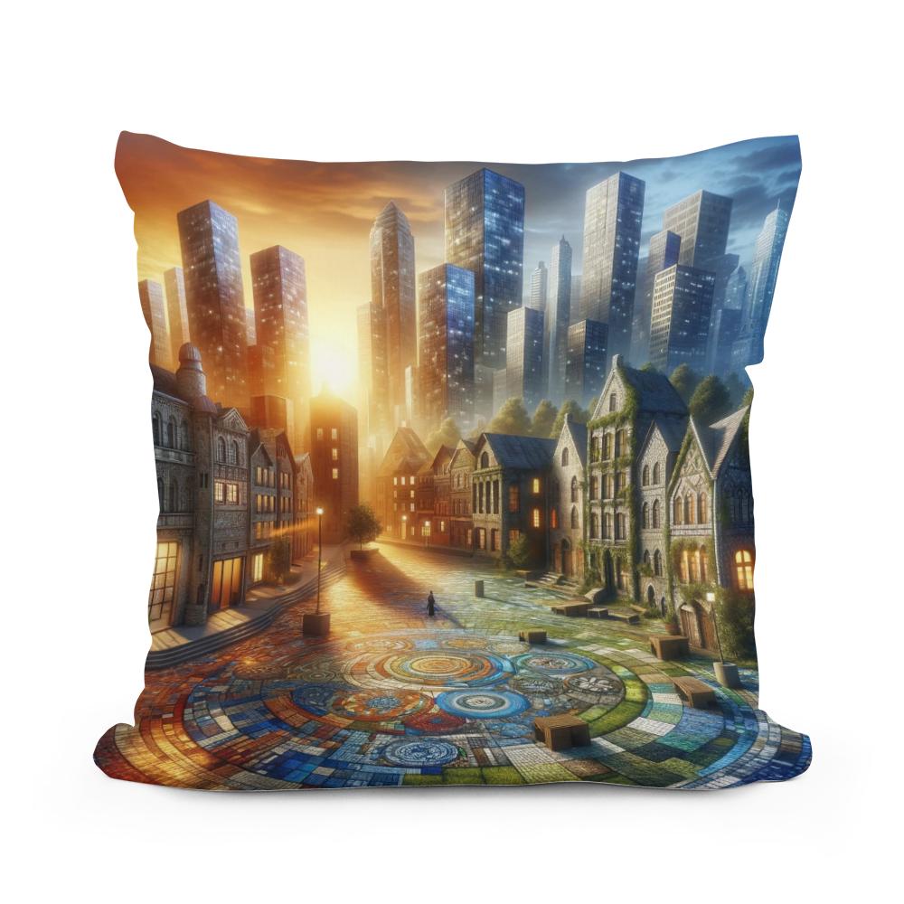 Time Mosaic Square Cotton Cushion