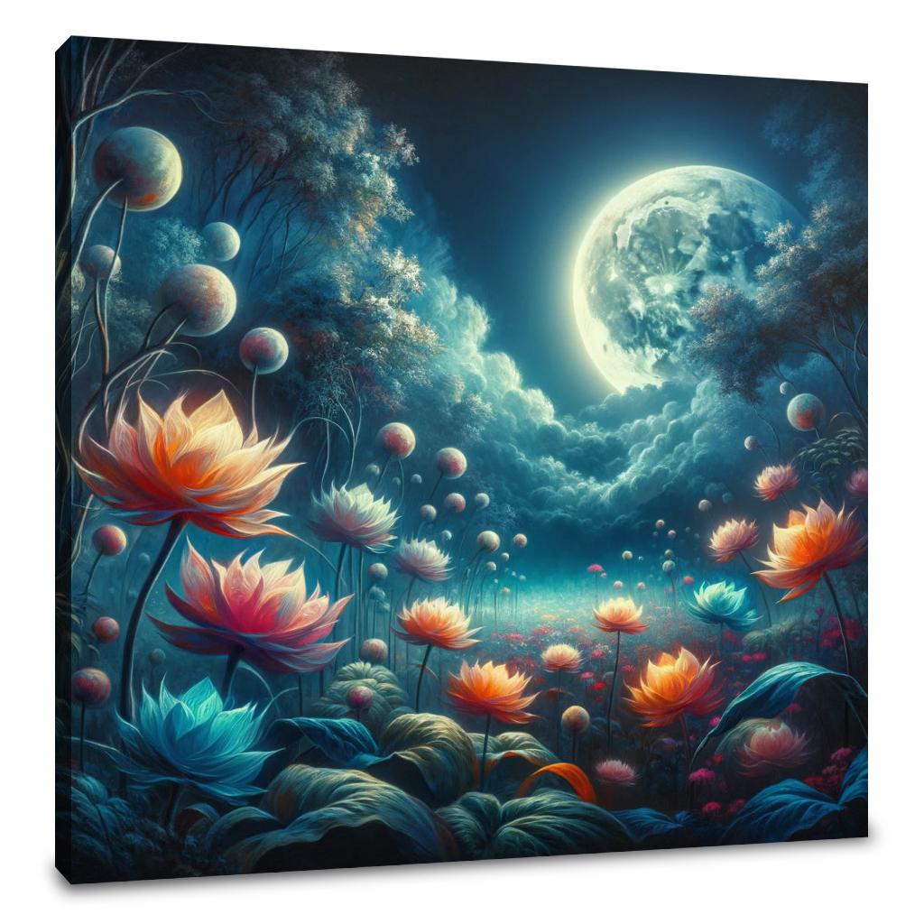 Mystic Moonlight Garden Canvas
