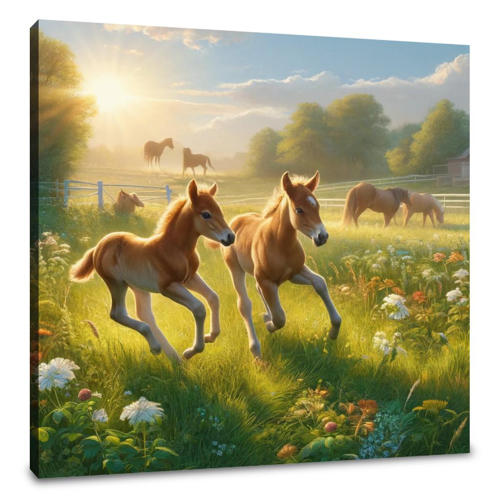 Frolicking Foals Canvas