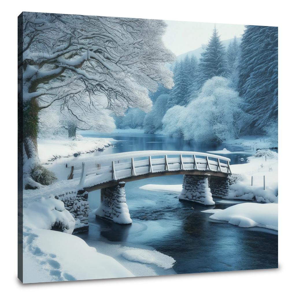 Winter Bridge Tranquility Canvas