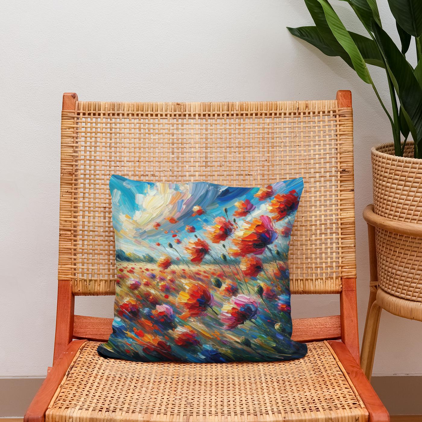 Whispering Poppies Cotton Cushion