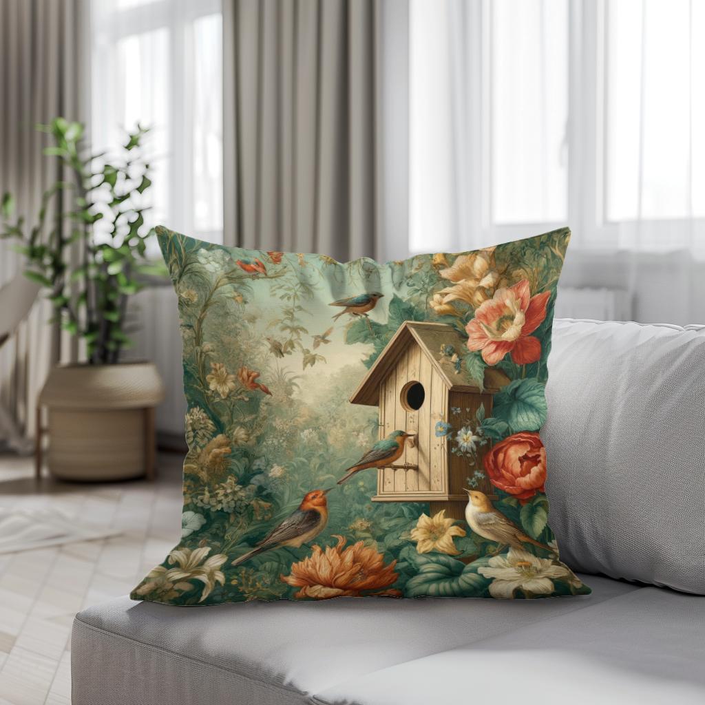 Springtime Nest Haven Cotton Cushion