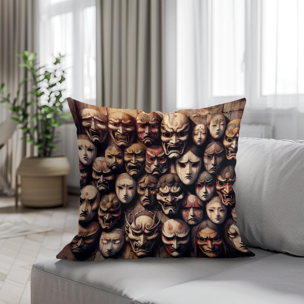 Mystery of Masks Cotton Cushion