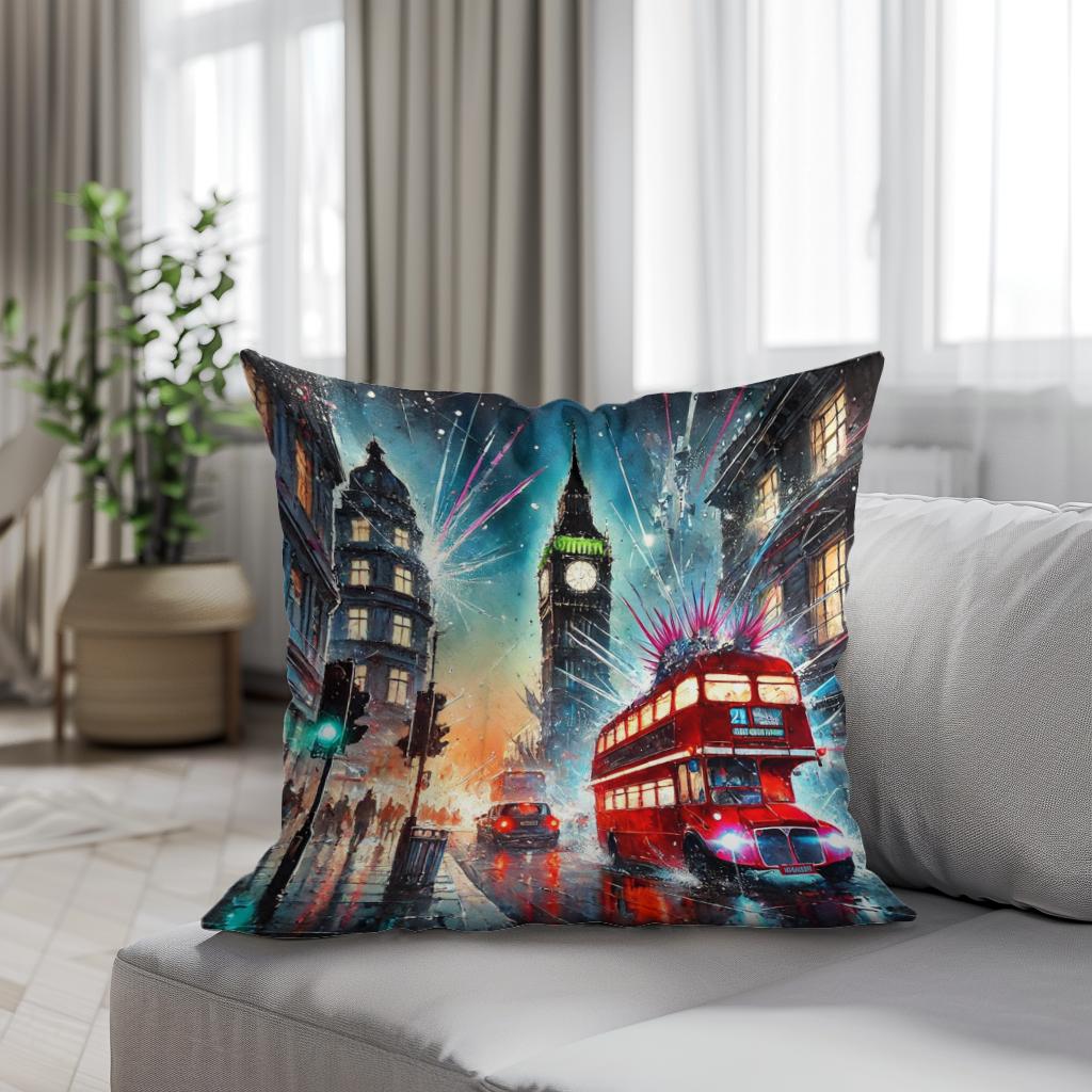 Neon Chaos London Cotton Cushion