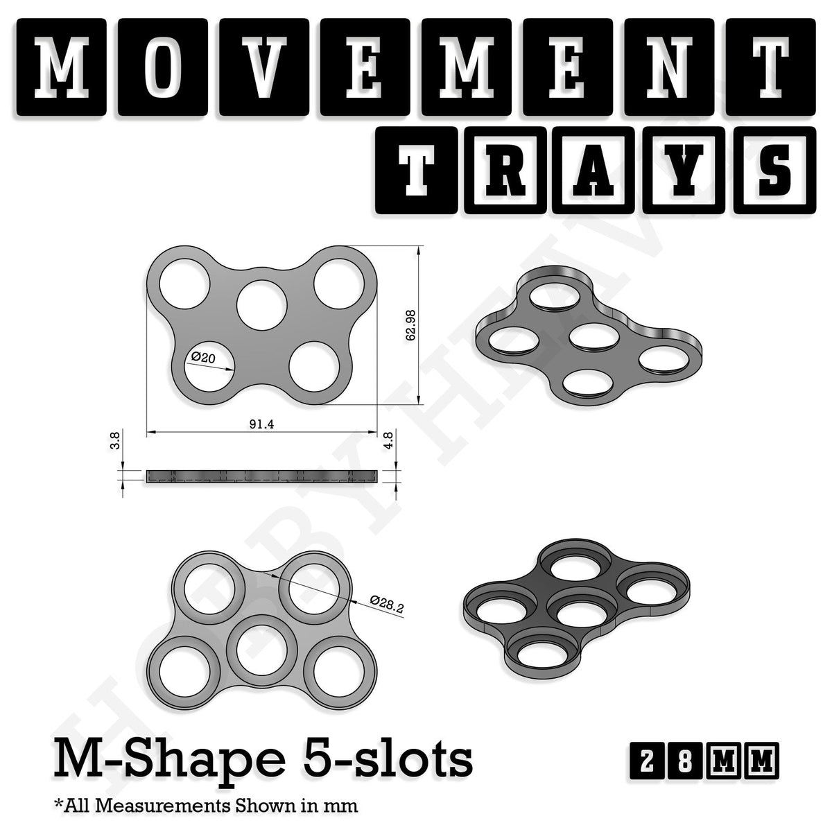 28mm Movement Trays for Tabletop Games | Wargaming | Full Range