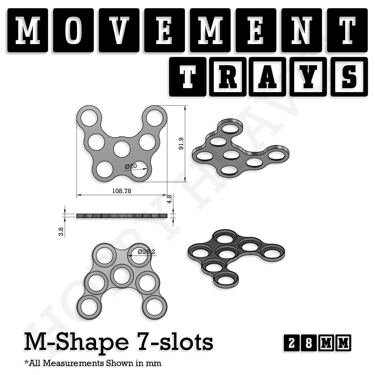 28mm Movement Trays for Tabletop Games | Wargaming | Full Range