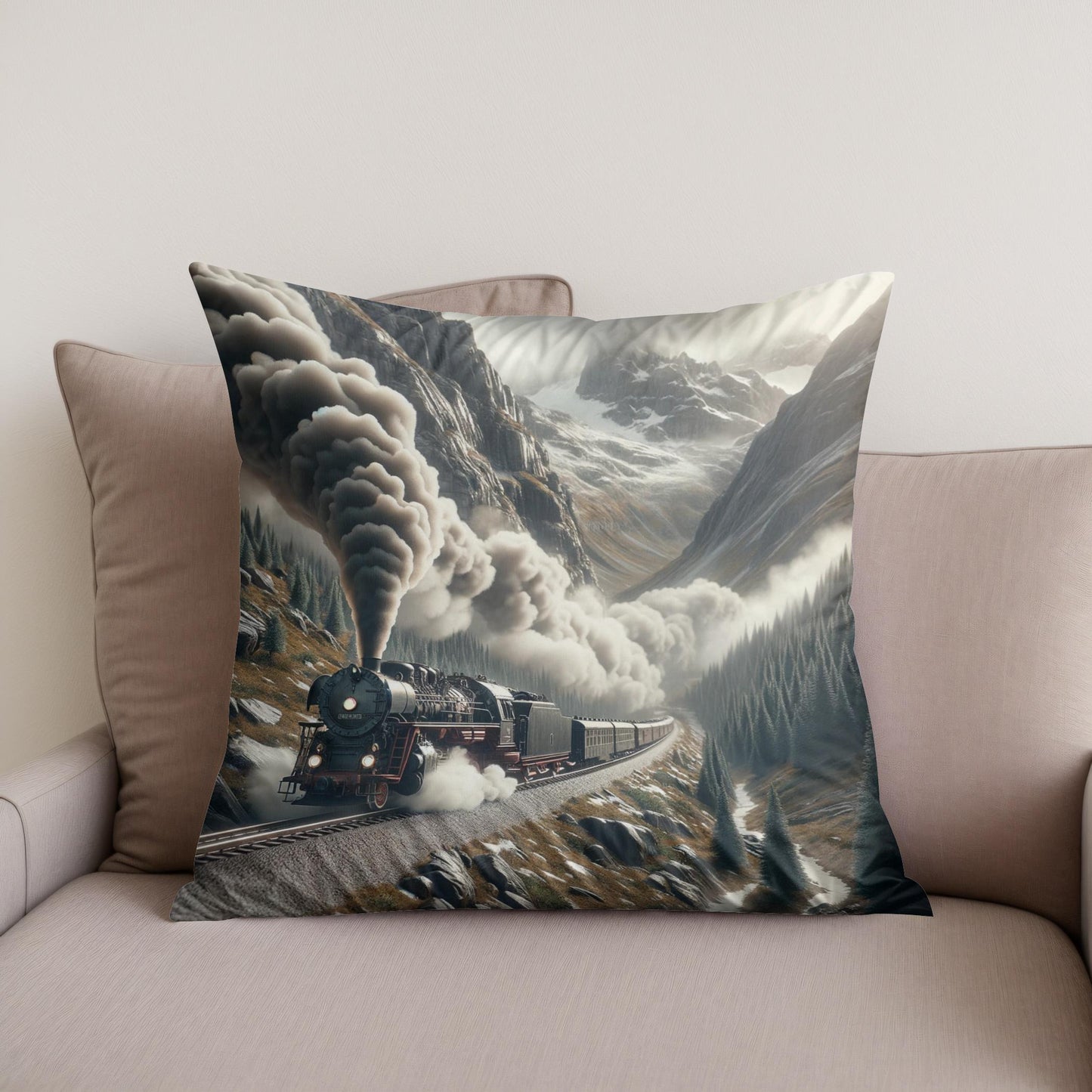 Mountain Pass Express Cotton Cushion