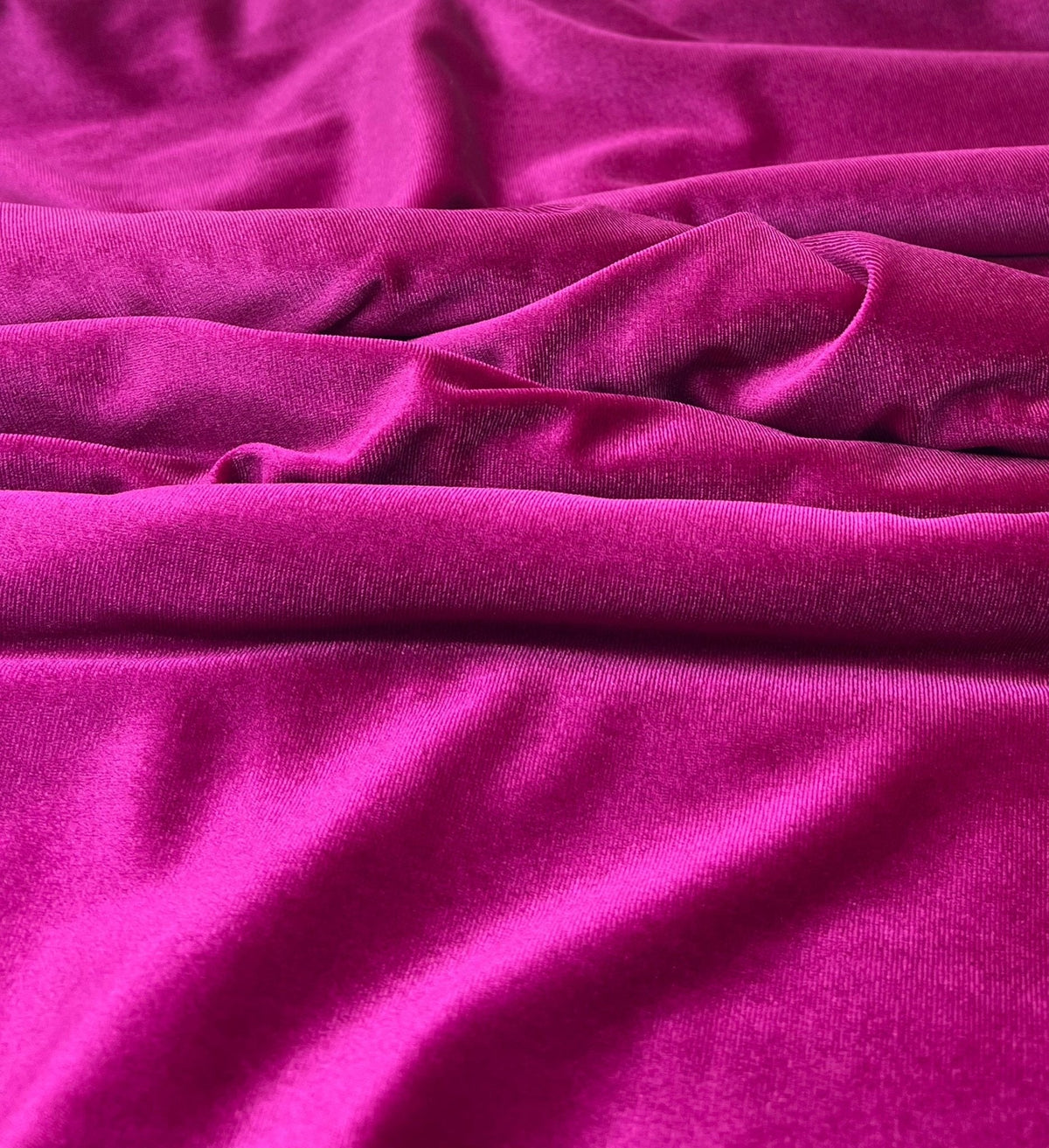 Magenta Plain Velour Spandex Stretch Fabric