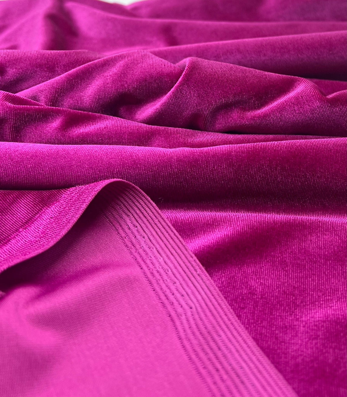 Magenta Plain Velour Spandex Stretch Fabric