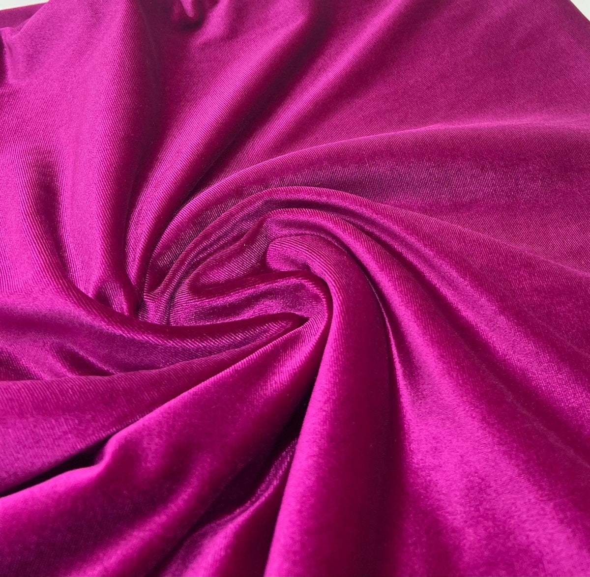 Magenta Plain Velour Spandex Stretch Fabric