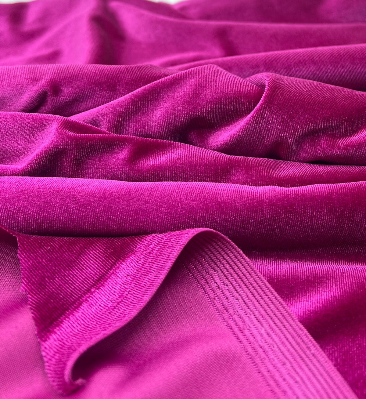 Magenta Plain Velour Spandex Stretch Fabric