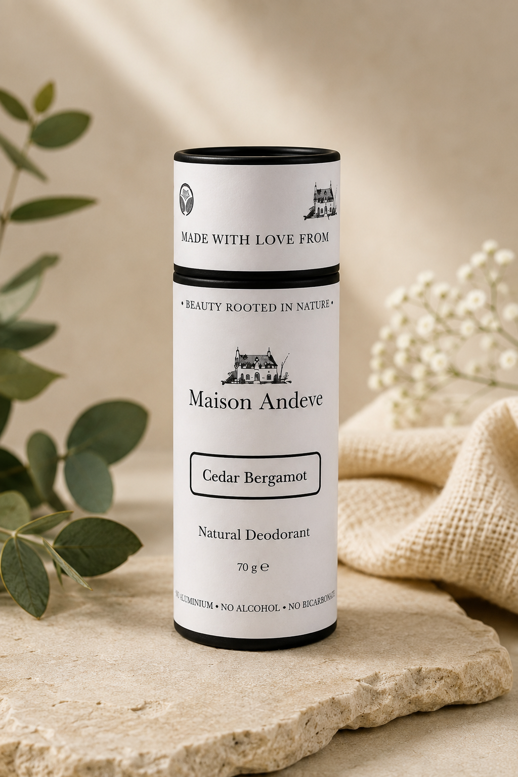 Natural Deodorant – Cedar & Bergamot | Aluminium, Bicarbonate & Alcohol Free | 70g