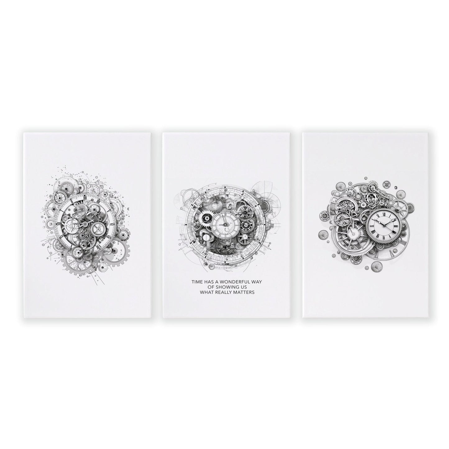 Male Office Decor | Set of 3 Abstract Clocks Wall art Prints