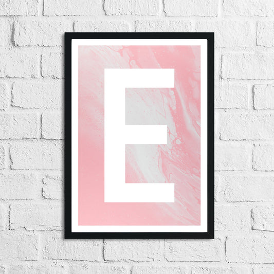 Personalised Pink Marble Initial Children's Teenager Room Wall Decor Print
